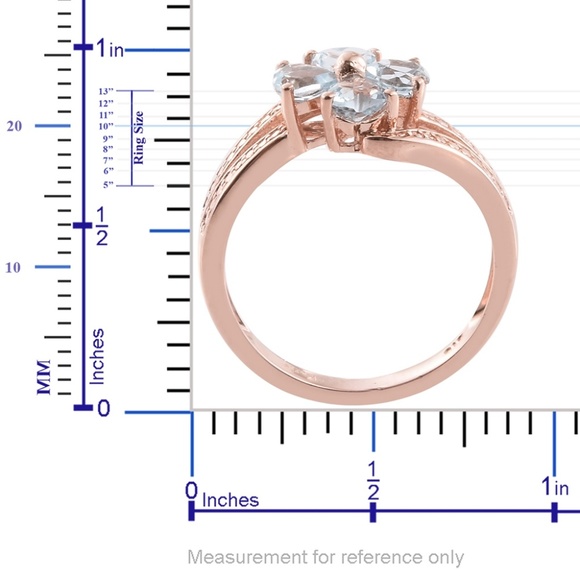 Sky Blue Topaz Flower Bypass Ring - Picture 5 of 5